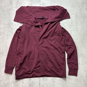 All Saints Delia Sweat Sweater Wrap Pockets Cardigan Burgandy Red Womens Small